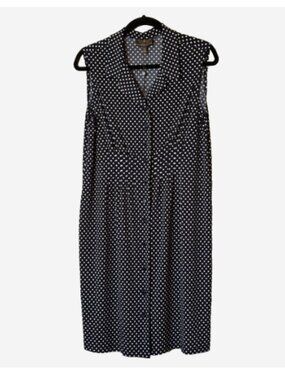 Fenn Wright Manson Polka Dot Shirt Dress 14 Sleeveless Navy White NWT